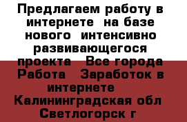 Предлагаем работу в интернете, на базе нового, интенсивно-развивающегося проекта - Все города Работа » Заработок в интернете   . Калининградская обл.,Светлогорск г.